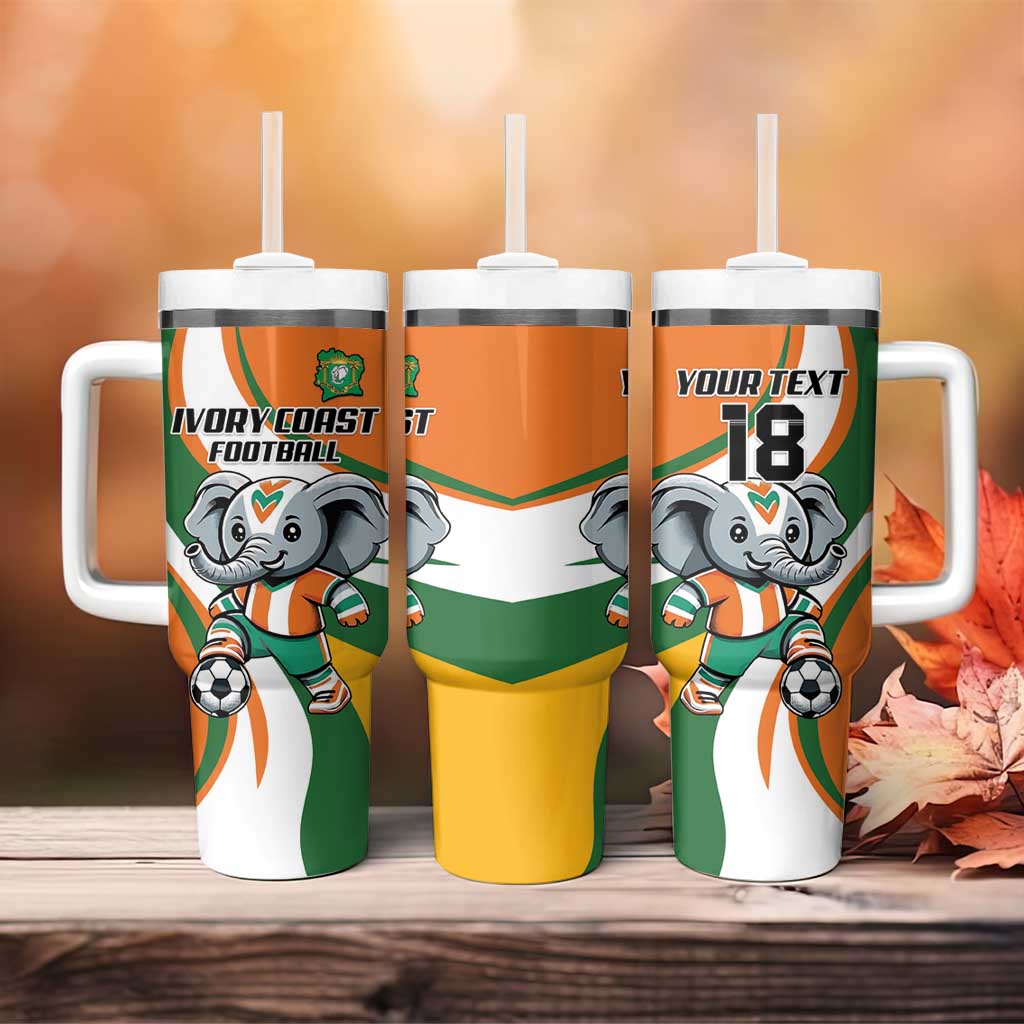 Custom Ivory Coast Football Tumbler With Handle Les Elephants Mascot - African Pride
