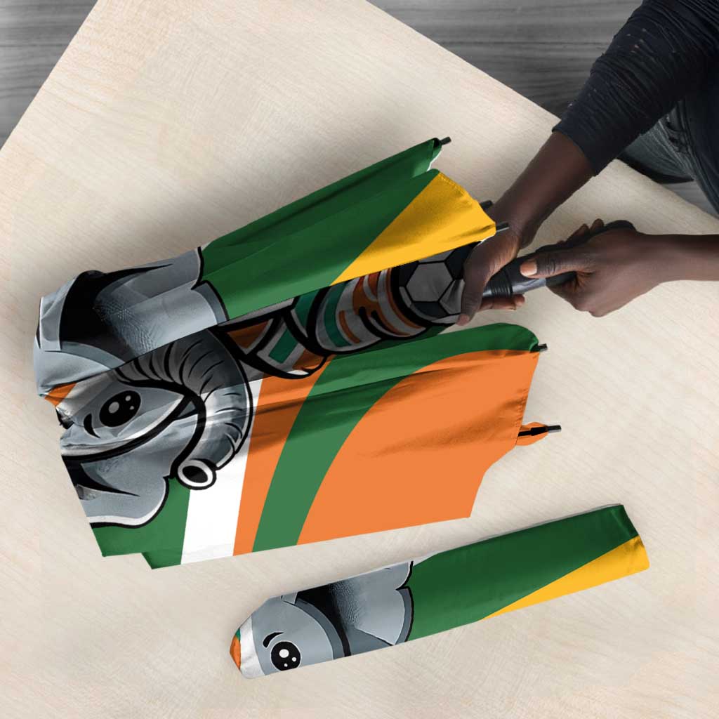 Custom Ivory Coast Football Umbrella Les Elephants Mascot - African Pride