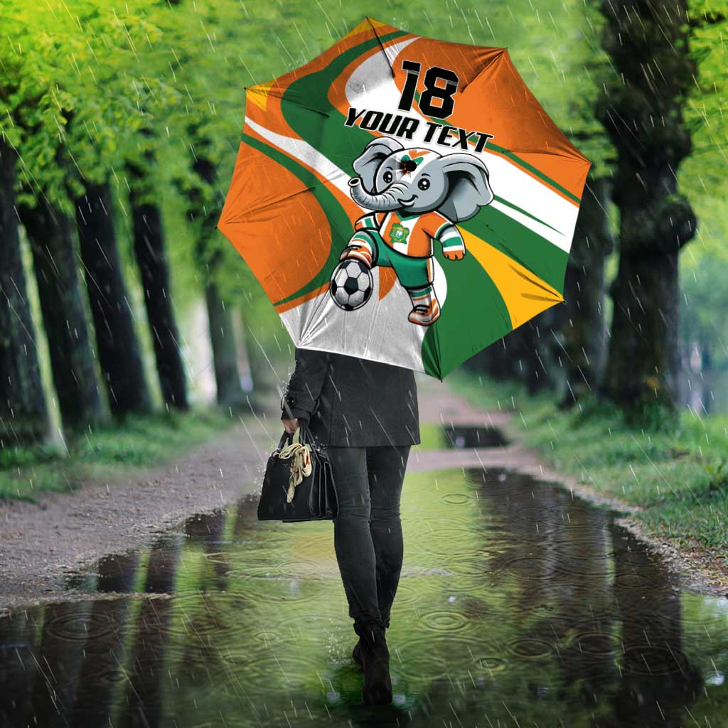 Custom Ivory Coast Football Umbrella Les Elephants Mascot - African Pride