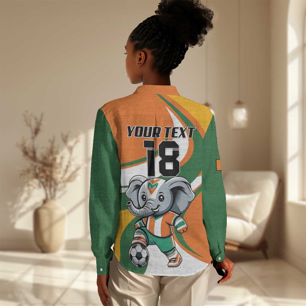 Custom Ivory Coast Football Women Casual Shirt Les Elephants Mascot - African Pride