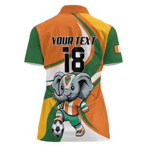 Custom Ivory Coast Football Women Polo Shirt Les Elephants Mascot LT18