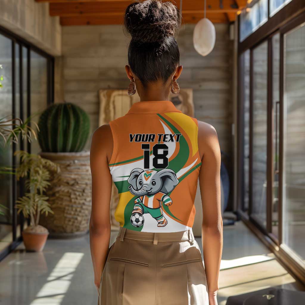 Custom Ivory Coast Football Women Sleeveless Polo Shirt Les Elephants Mascot - African Pride