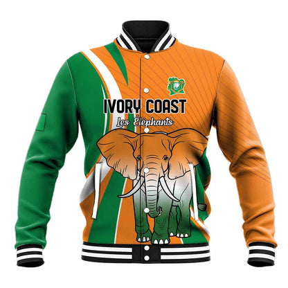 Custom Ivory Coast Football Baseball Jacket Les Elephants Spirit - African Pride