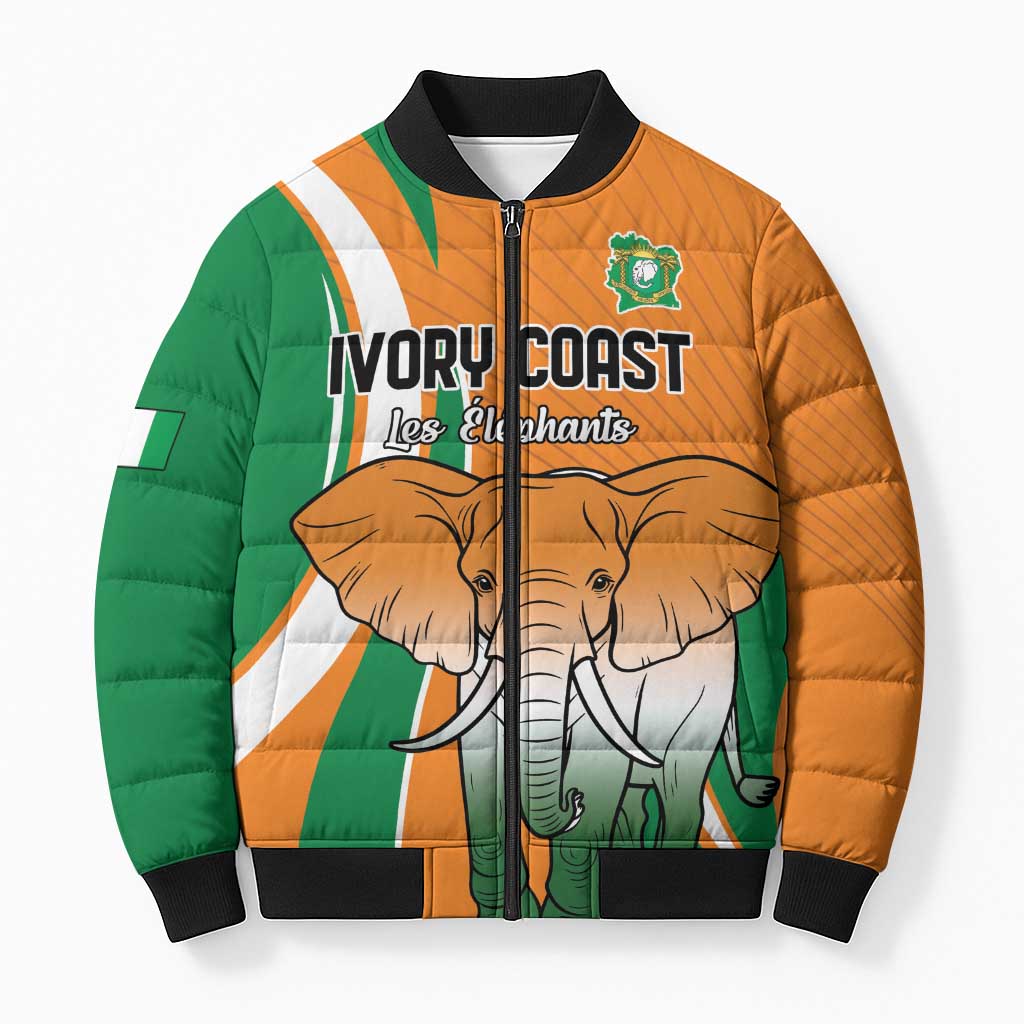 Custom Ivory Coast Football Bomber Puffer Jacket Les Elephants Spirit - African Pride