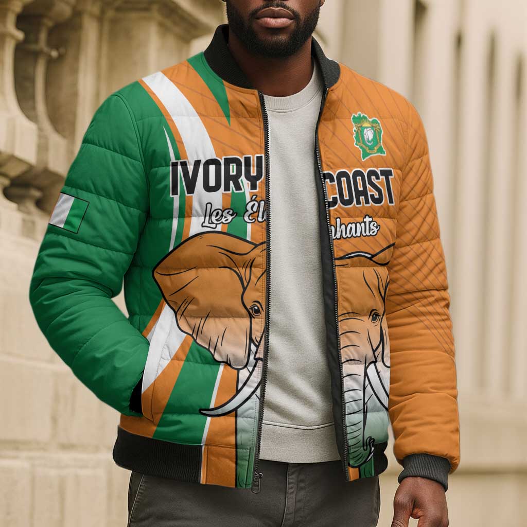 Custom Ivory Coast Football Bomber Puffer Jacket Les Elephants Spirit - African Pride