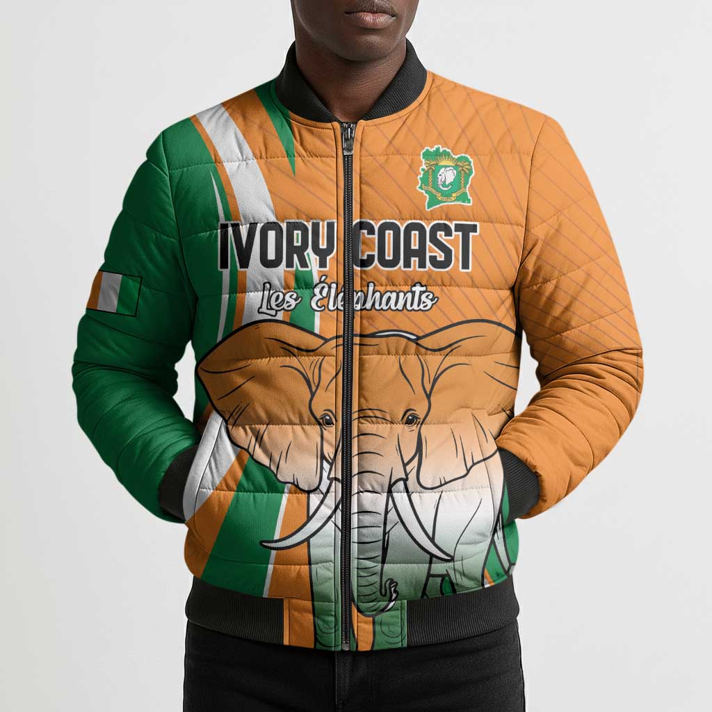 Custom Ivory Coast Football Bomber Puffer Jacket Les Elephants Spirit - African Pride