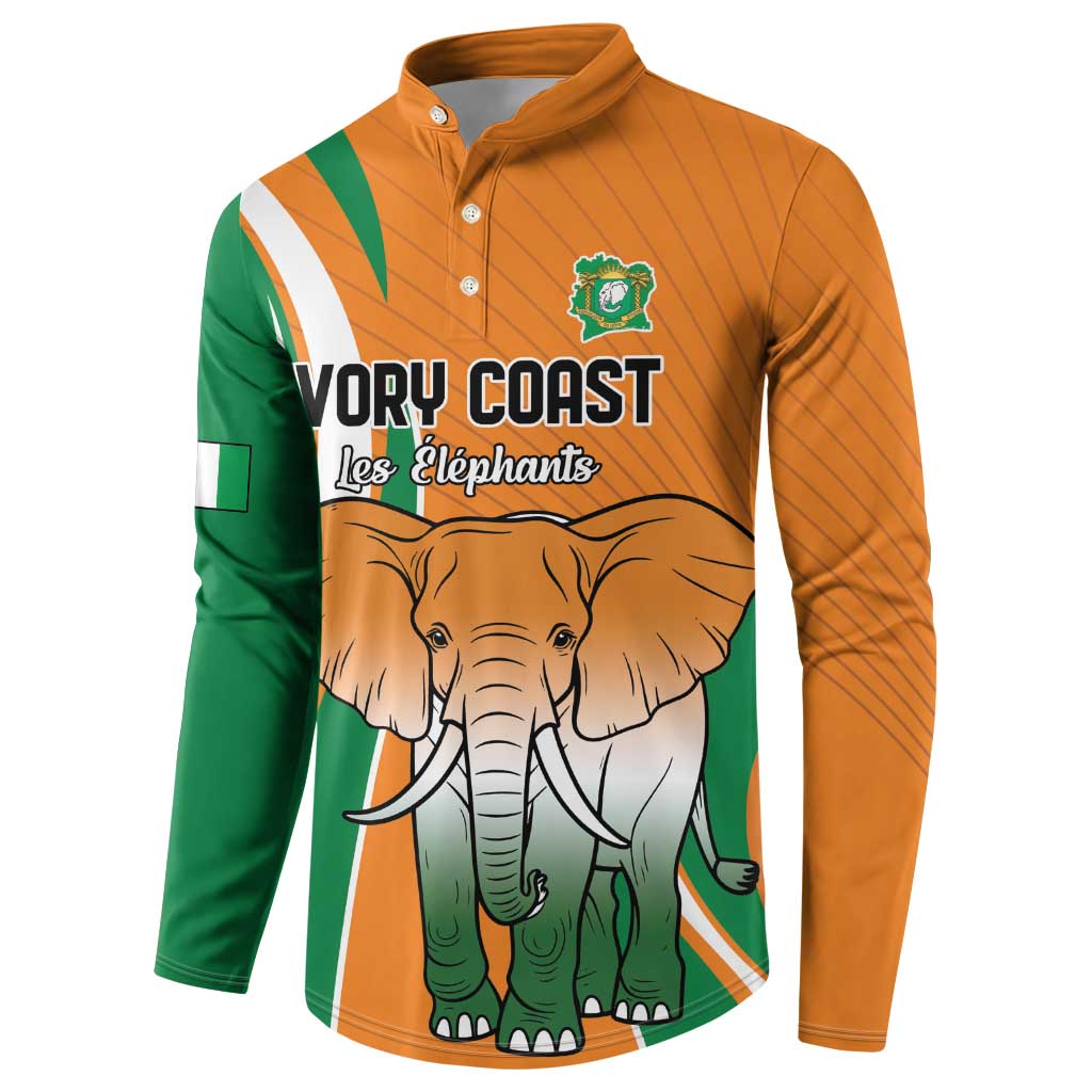 Custom Ivory Coast Football Button Sweatshirt Les Elephants Spirit