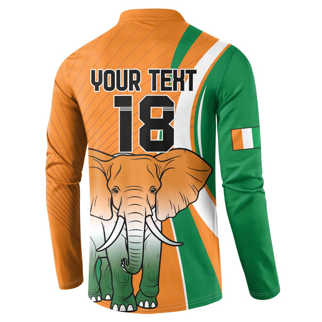 Custom Ivory Coast Football Button Sweatshirt Les Elephants Spirit