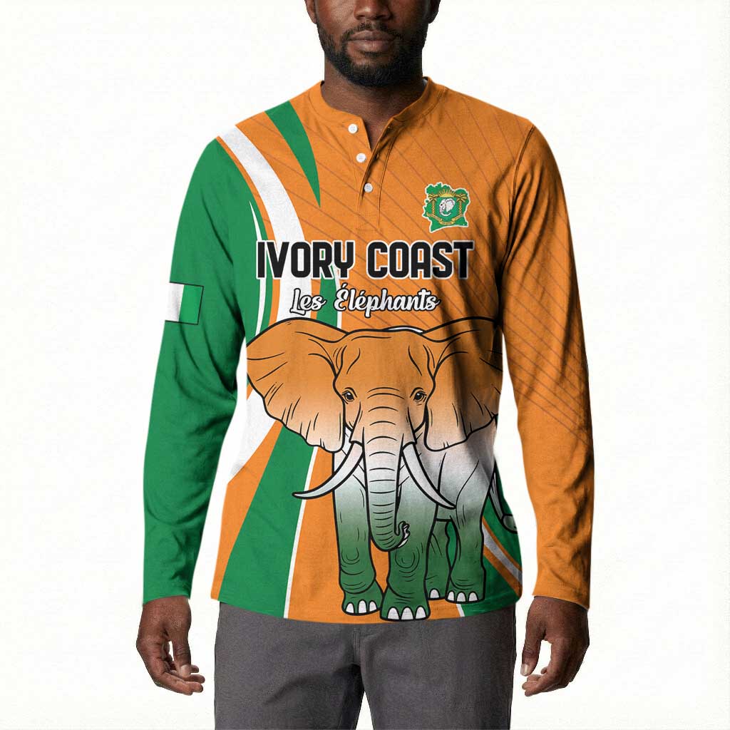 Custom Ivory Coast Football Button Sweatshirt Les Elephants Spirit