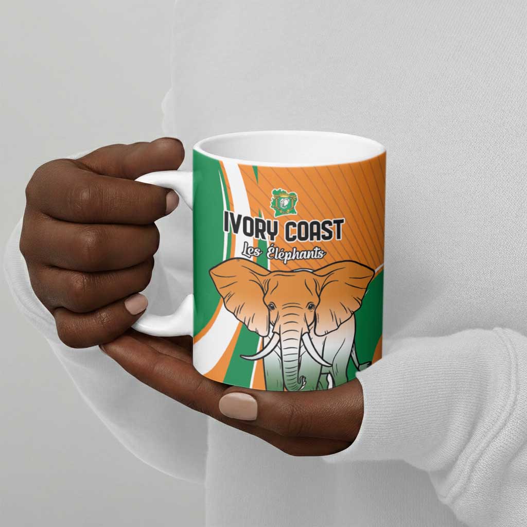 Custom Ivory Coast Football Ceramic Mug Les Elephants Spirit - African Pride