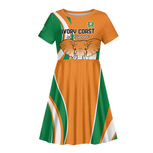 Custom Ivory Coast Football Kid Short Sleeve Dress Les Elephants Spirit LT18