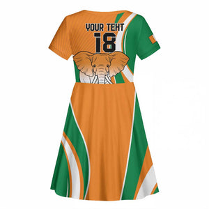 Custom Ivory Coast Football Kid Short Sleeve Dress Les Elephants Spirit LT18