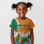 Custom Ivory Coast Football Kid T shirt Les Elephants Spirit LT18