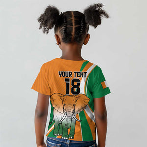 Custom Ivory Coast Football Kid T shirt Les Elephants Spirit LT18