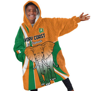 Custom Ivory Coast Football Kid Wearable Blanket Hoodie Les Elephants Spirit - African Pride
