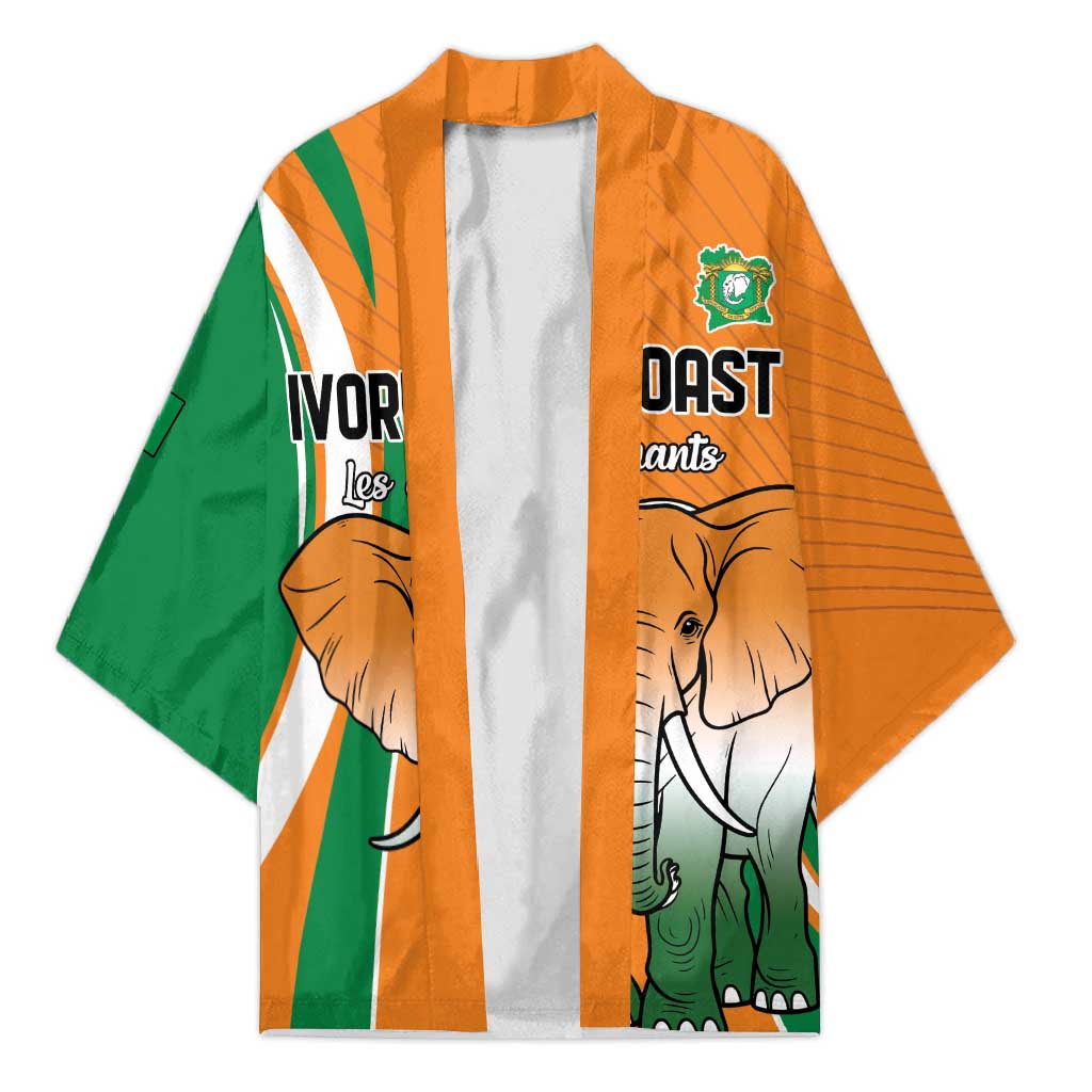 Custom Ivory Coast Football Kimono Les Elephants Spirit - African Pride