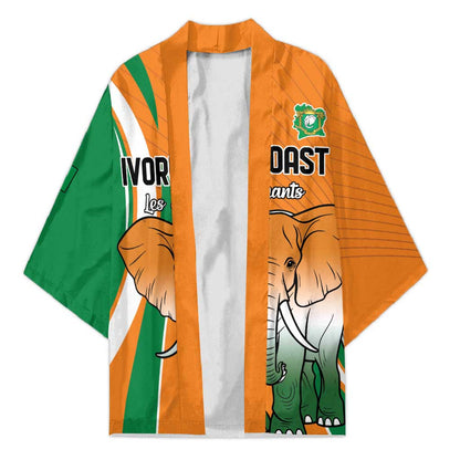 Custom Ivory Coast Football Kimono Les Elephants Spirit - African Pride