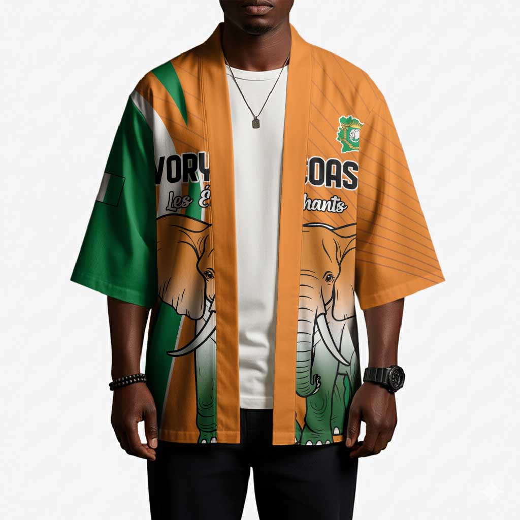 Custom Ivory Coast Football Kimono Les Elephants Spirit - African Pride