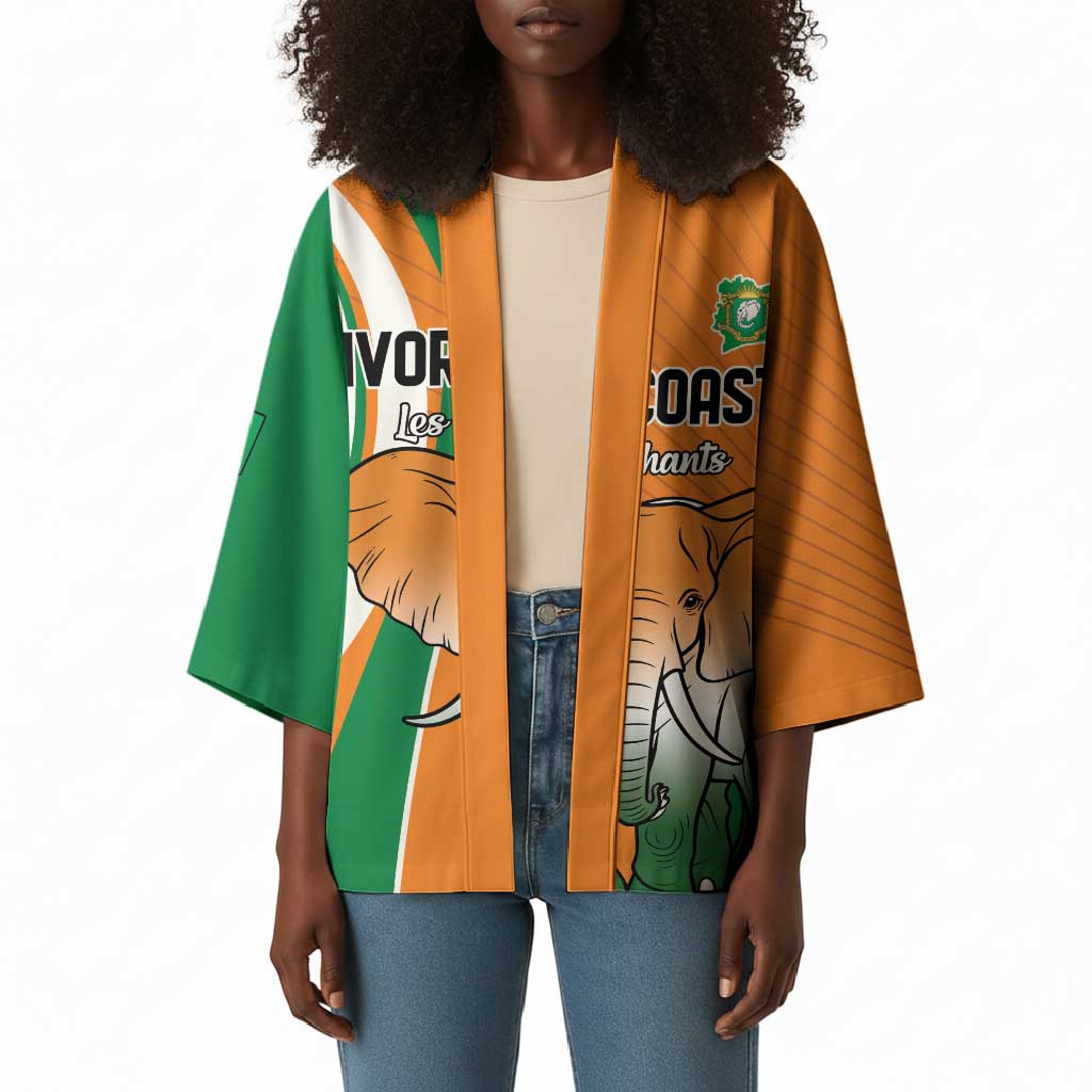 Custom Ivory Coast Football Kimono Les Elephants Spirit - African Pride
