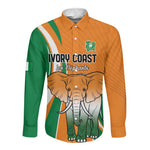 Custom Ivory Coast Football Long Sleeve Button Shirt Les Elephants Spirit - African Pride