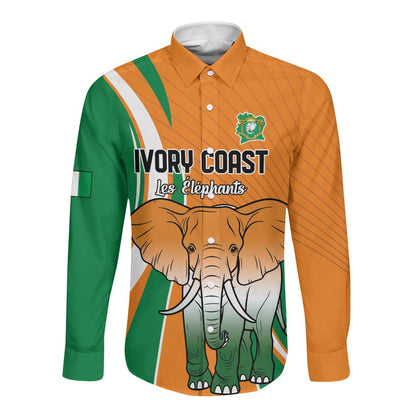 Custom Ivory Coast Football Long Sleeve Button Shirt Les Elephants Spirit - African Pride