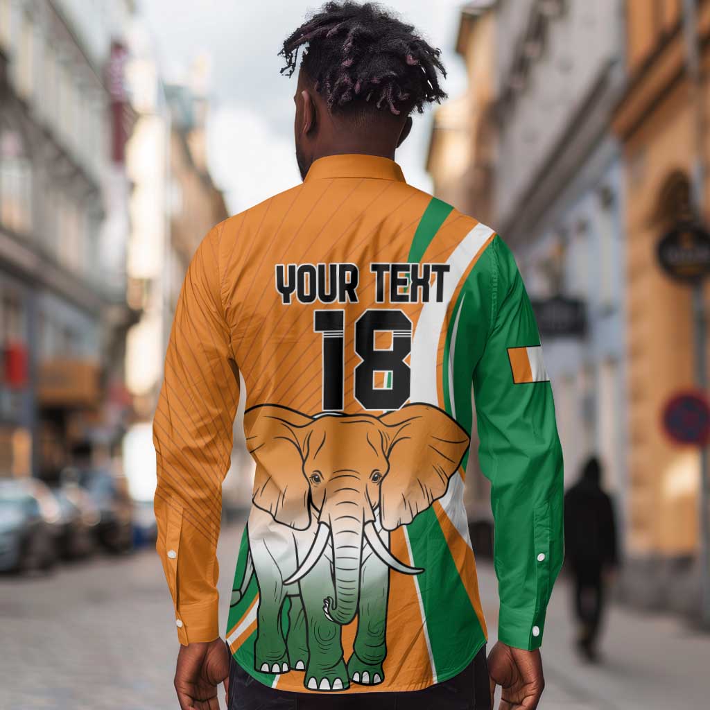 Custom Ivory Coast Football Long Sleeve Button Shirt Les Elephants Spirit - African Pride