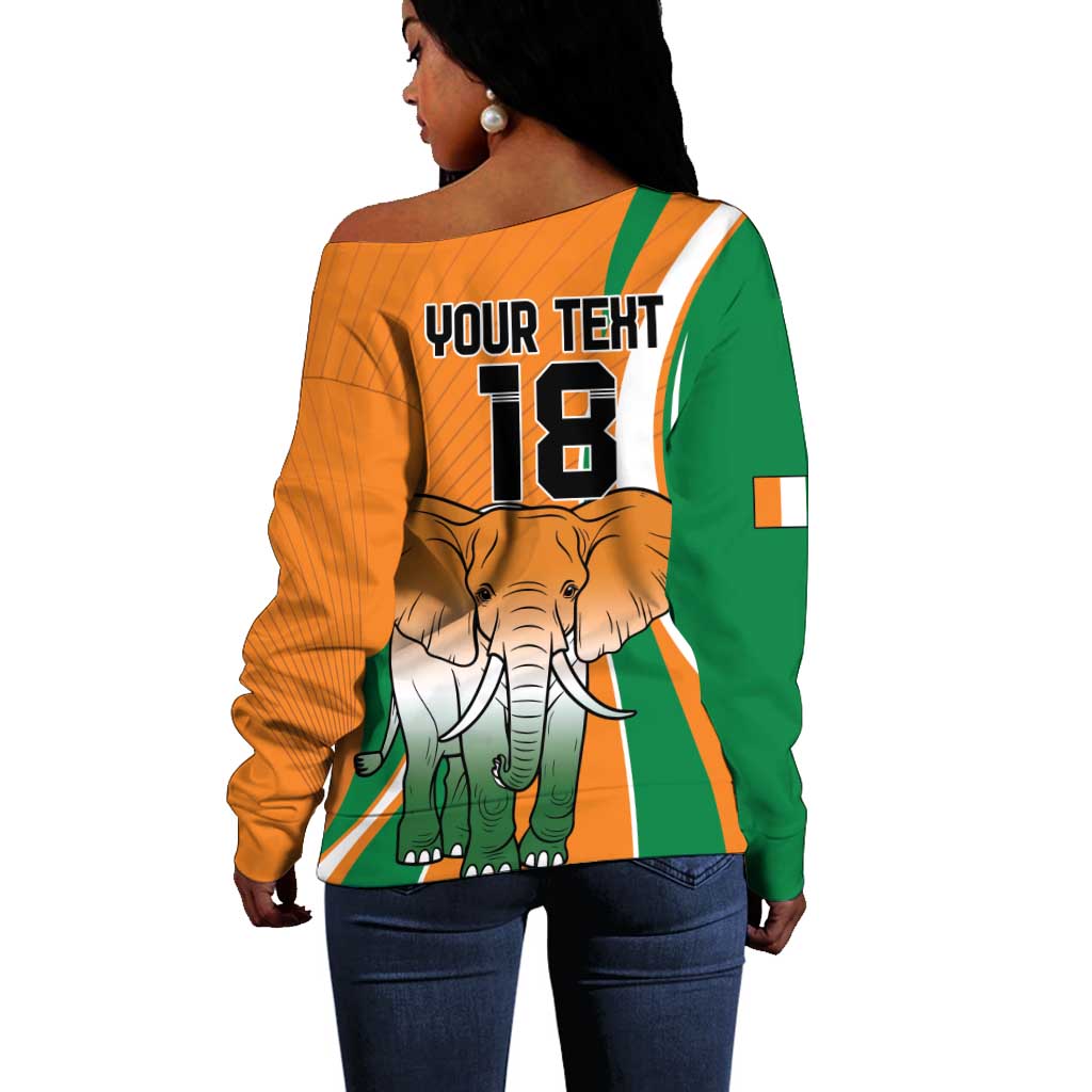 Custom Ivory Coast Football Off Shoulder Sweater Les Elephants Spirit - African Pride