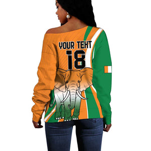 Custom Ivory Coast Football Off Shoulder Sweater Les Elephants Spirit - African Pride