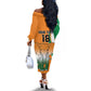 Custom Ivory Coast Football Off The Shoulder Long Sleeve Dress Les Elephants Spirit - African Pride