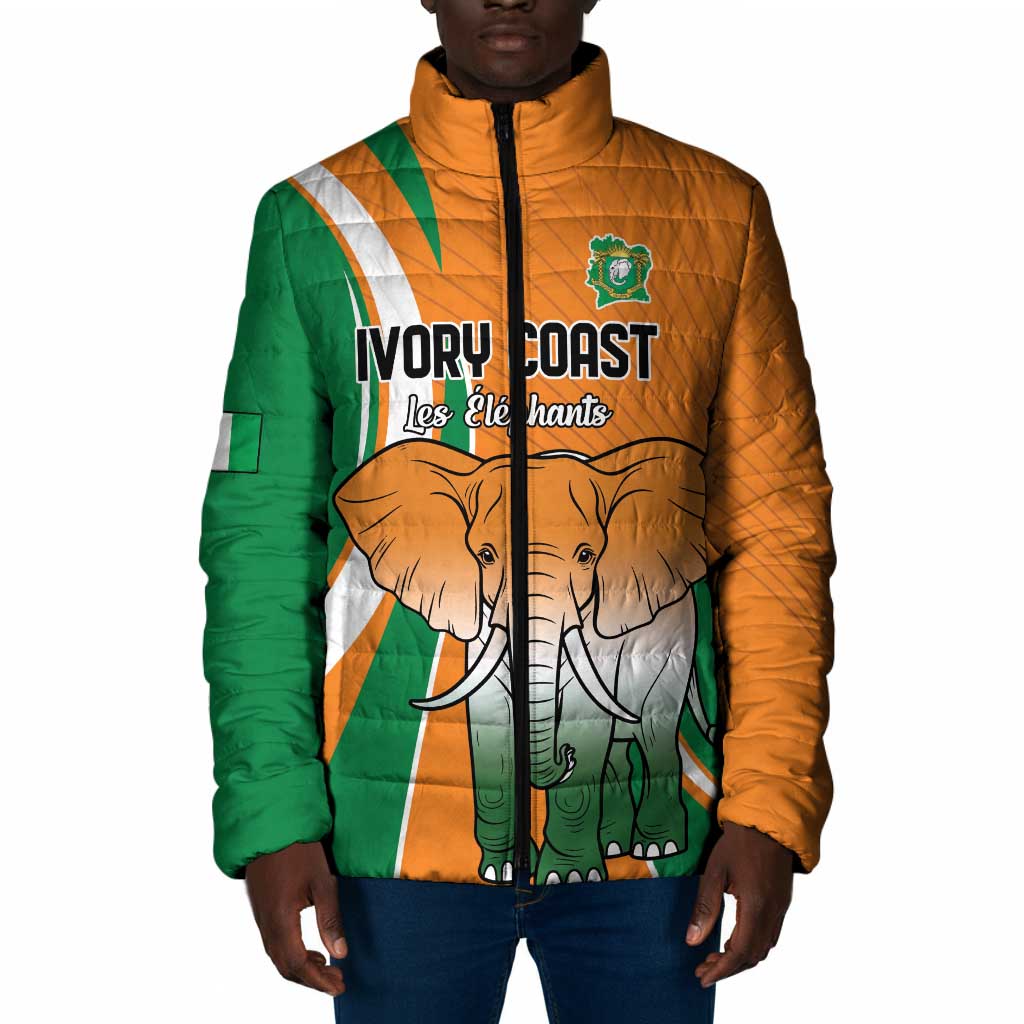 Custom Ivory Coast Football Padded Jacket Les Elephants Spirit - African Pride