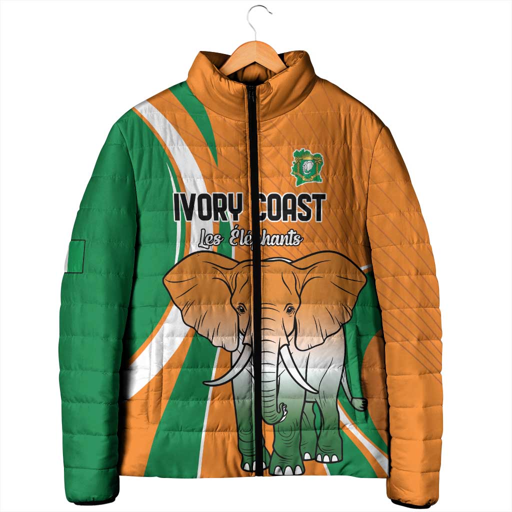 Custom Ivory Coast Football Padded Jacket Les Elephants Spirit - African Pride