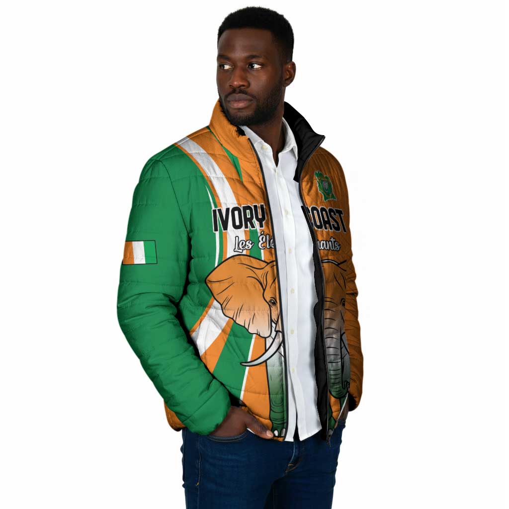 Custom Ivory Coast Football Padded Jacket Les Elephants Spirit - African Pride