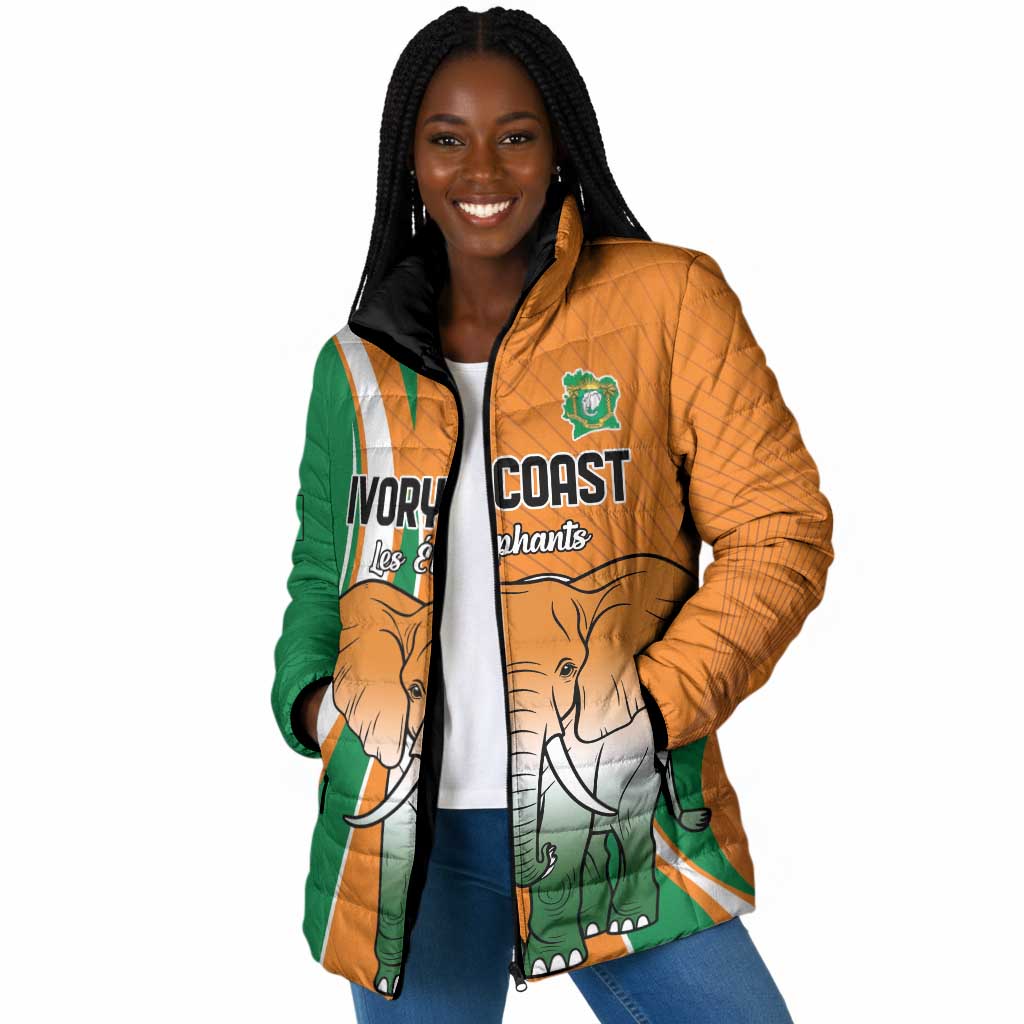Custom Ivory Coast Football Padded Jacket Les Elephants Spirit - African Pride