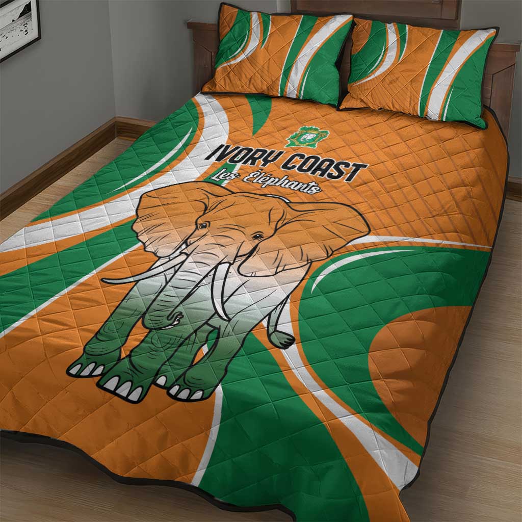 Ivory Coast Football Quilt Bed Set Les Elephants Spirit - African Pride