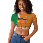 Custom Ivory Coast Football Raglan Cropped T shirt Les Elephants Spirit LT18