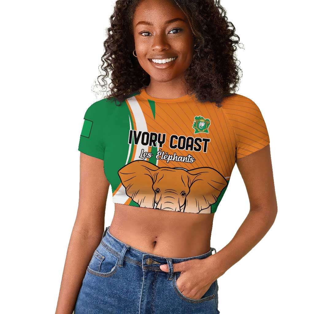 Custom Ivory Coast Football Raglan Cropped T shirt Les Elephants Spirit LT18