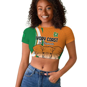 Custom Ivory Coast Football Raglan Cropped T shirt Les Elephants Spirit LT18