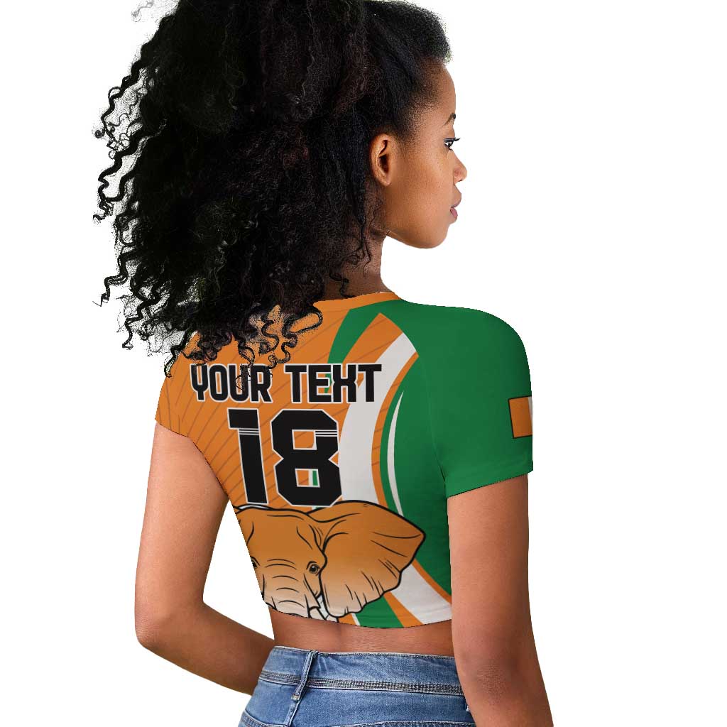 Custom Ivory Coast Football Raglan Cropped T shirt Les Elephants Spirit LT18