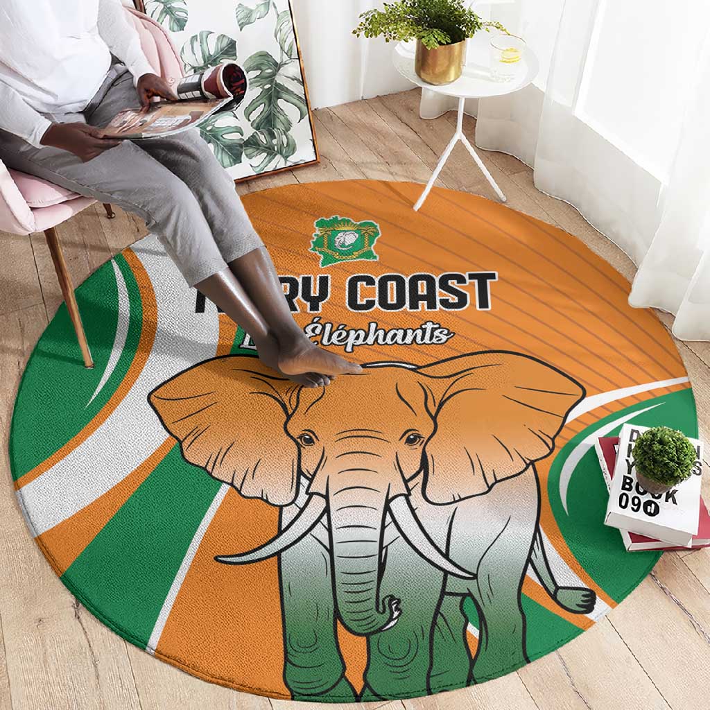 Ivory Coast Football Round Carpet Les Elephants Spirit - African Pride