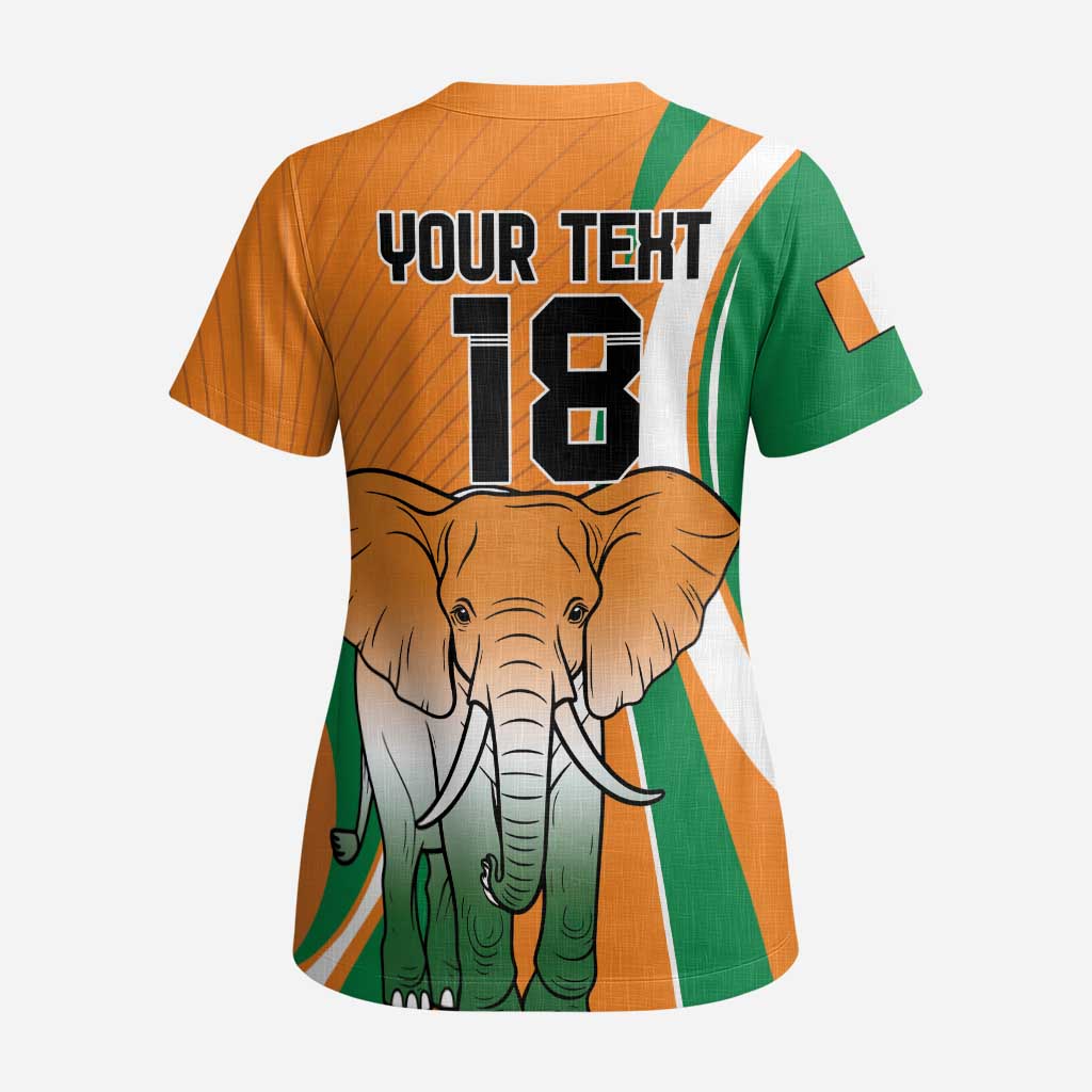 Custom Ivory Coast Football Scrub Top Les Elephants Spirit - African Pride