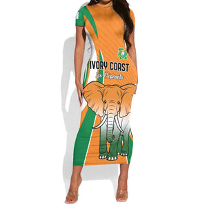 Custom Ivory Coast Football Short Sleeve Bodycon Dress Les Elephants Spirit LT18