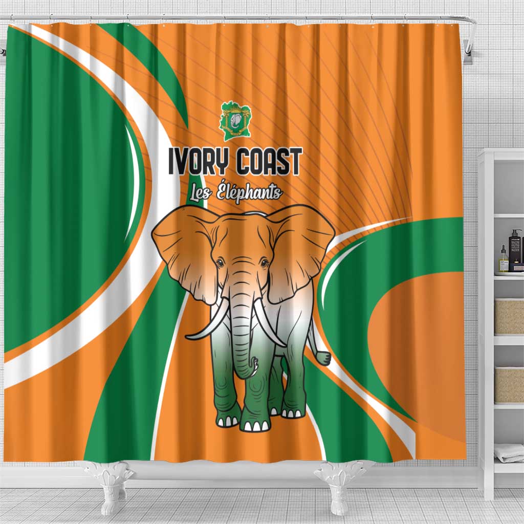 Ivory Coast Football Shower Curtain Les Elephants Spirit - African Pride