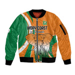 Custom Ivory Coast Football Sleeve Zip Bomber Jacket Les Elephants Spirit - African Pride