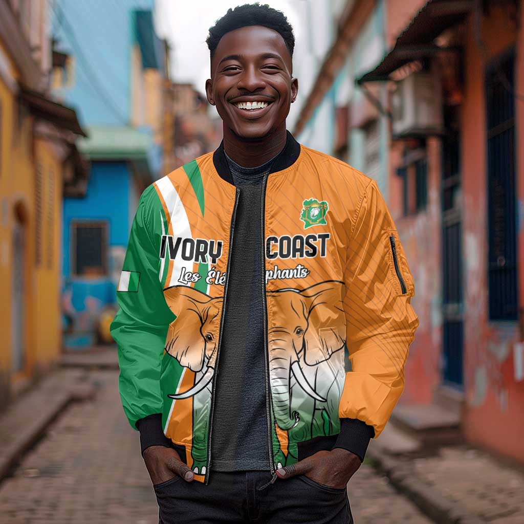 Custom Ivory Coast Football Sleeve Zip Bomber Jacket Les Elephants Spirit - African Pride