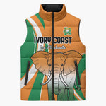 Custom Ivory Coast Football Sleeveless Puffer Jacket Les Elephants Spirit - African Pride