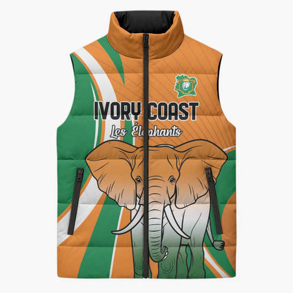 Custom Ivory Coast Football Sleeveless Puffer Jacket Les Elephants Spirit - African Pride