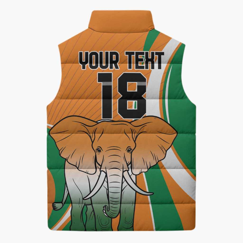 Custom Ivory Coast Football Sleeveless Puffer Jacket Les Elephants Spirit - African Pride