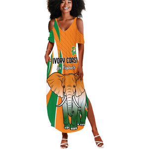 Custom Ivory Coast Football Summer Maxi Dress Les Elephants Spirit LT18
