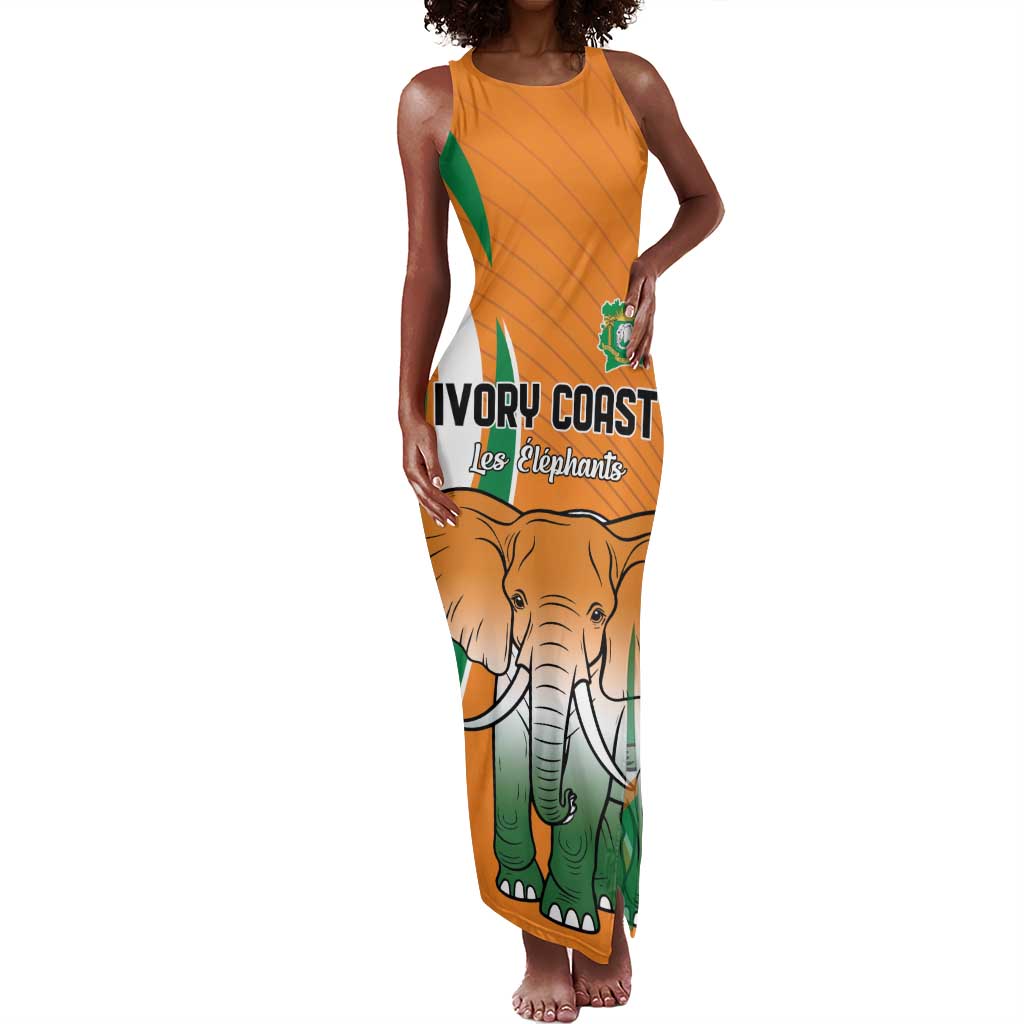 Custom Ivory Coast Football Tank Maxi Dress Les Elephants Spirit - African Pride