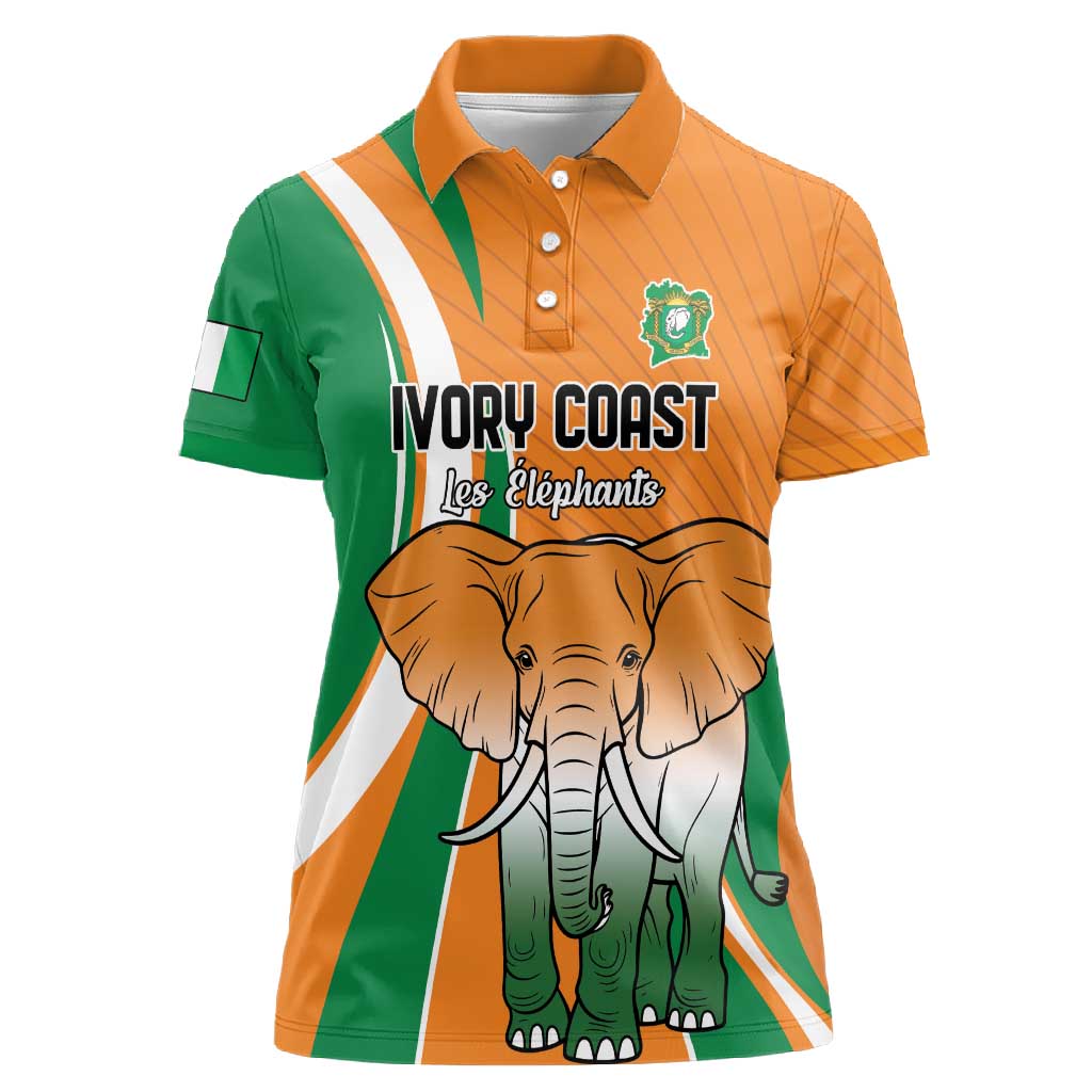 Custom Ivory Coast Football Women Polo Shirt Les Elephants Spirit LT18